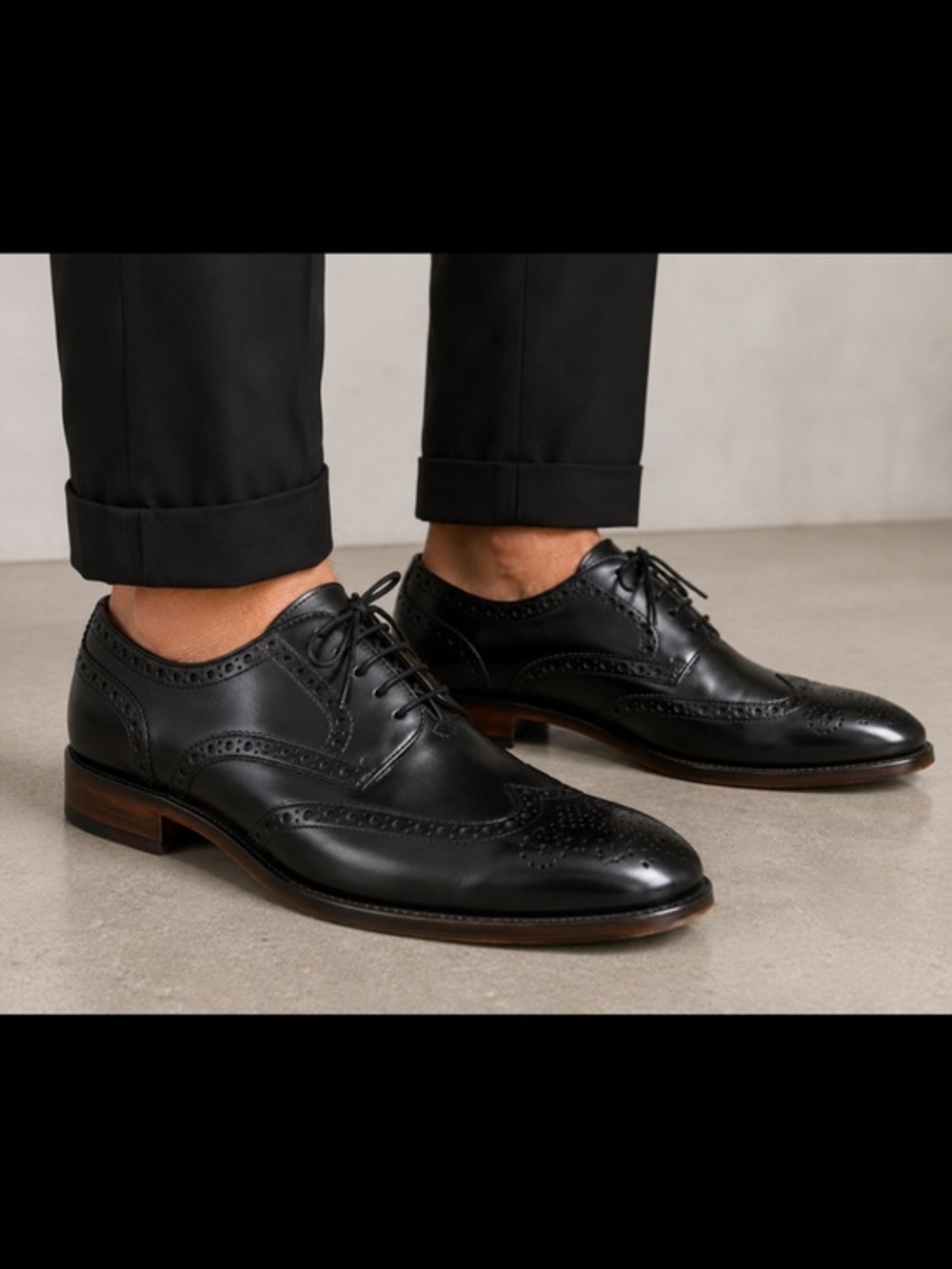Gino Vitale Black Leather Wingtip Oxford Dress Shoes Men’s Size 12